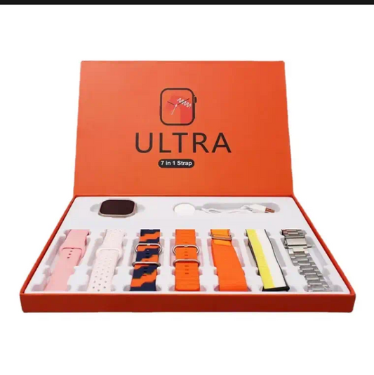 7 in 1 Ultra Smart Watch  | 7 Premium Straps | Bluetooth Calling | Wireless Charging | Heart Rate, GPS &amp; Sleep Tracker | or more