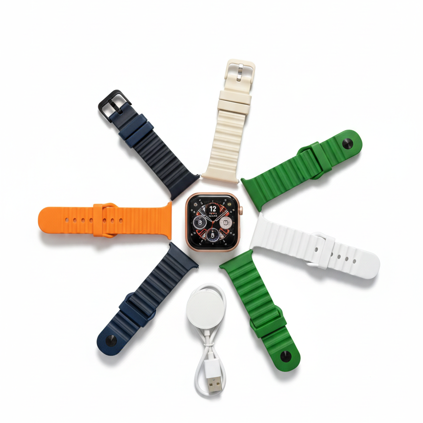 CROWN XT20 Series I0 Smart Watch 7+1 Combo | Display with 7 Interchangeable Straps & Bluetooth Calling