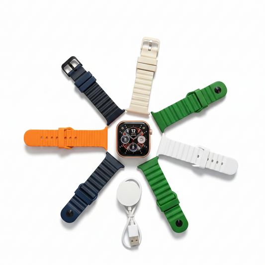 CROWN XT20 Series I0 Smart Watch 7+1 Combo | Display with 7 Interchangeable Straps & Bluetooth Calling